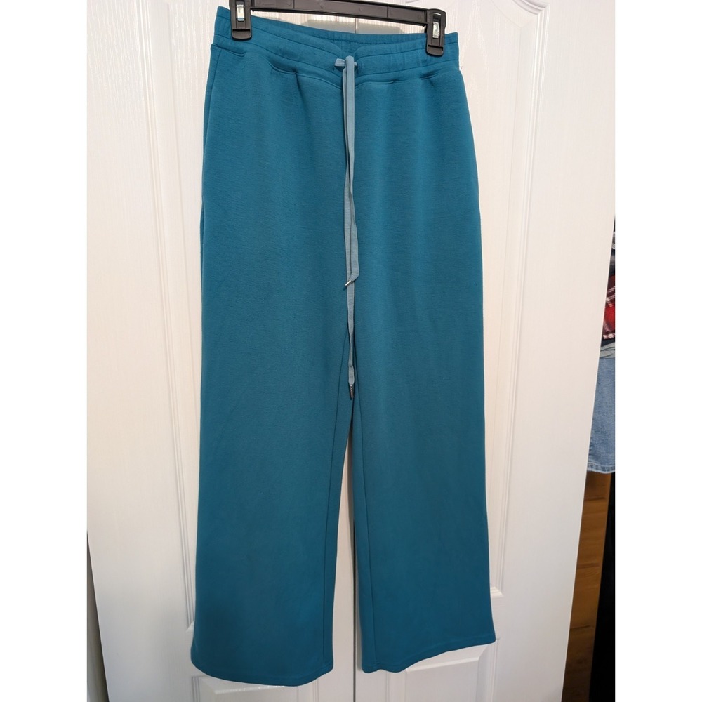 Anrabess Straight Leg Jogger Pants Women's Drawstring Pockets Teal Small